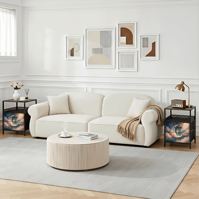 Table de chevet 2 tiroirs avec station de charge, table de chevet de chambre à coucher avec ports USB et prises USB