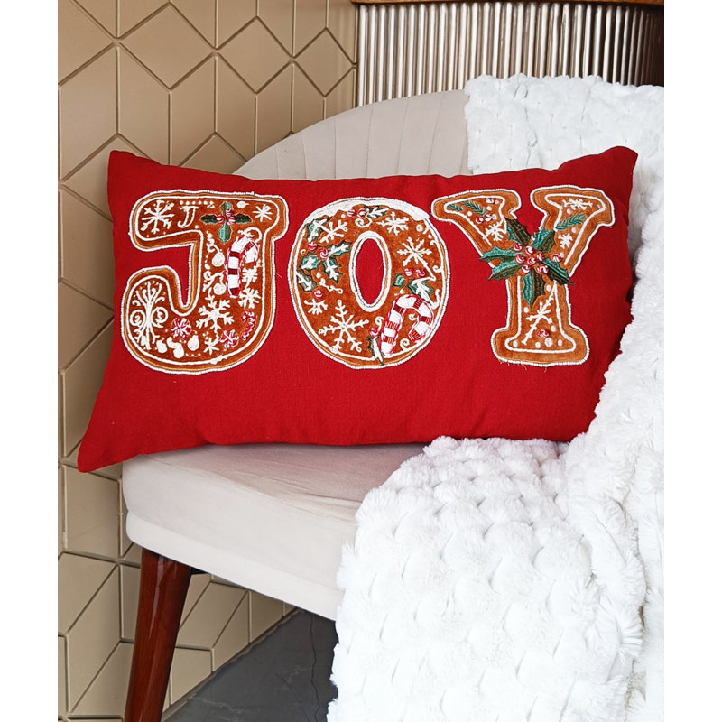 Coussin de Noël Vibhsa JOY 14 x 24, Noël rouge, Rectangle H 14 po x l 24 po