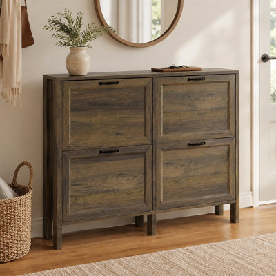 Slim Shoe Storage Cabinet with Doors and Adjustable Shelves for Entryway