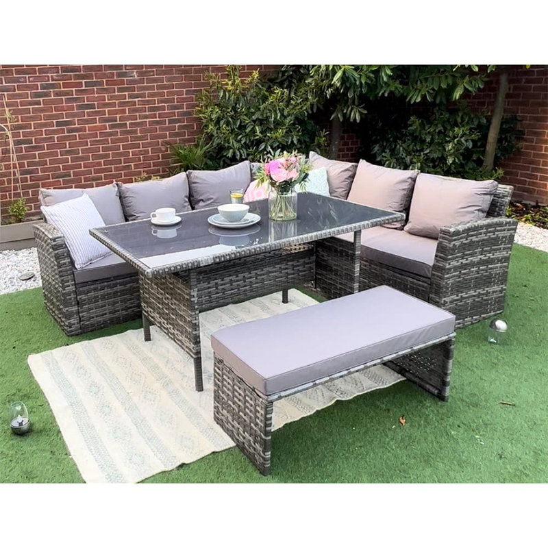 ROSEN 2024 8 - Person Wicker Patio Dining Set with Rectangular Table , Cushions Included