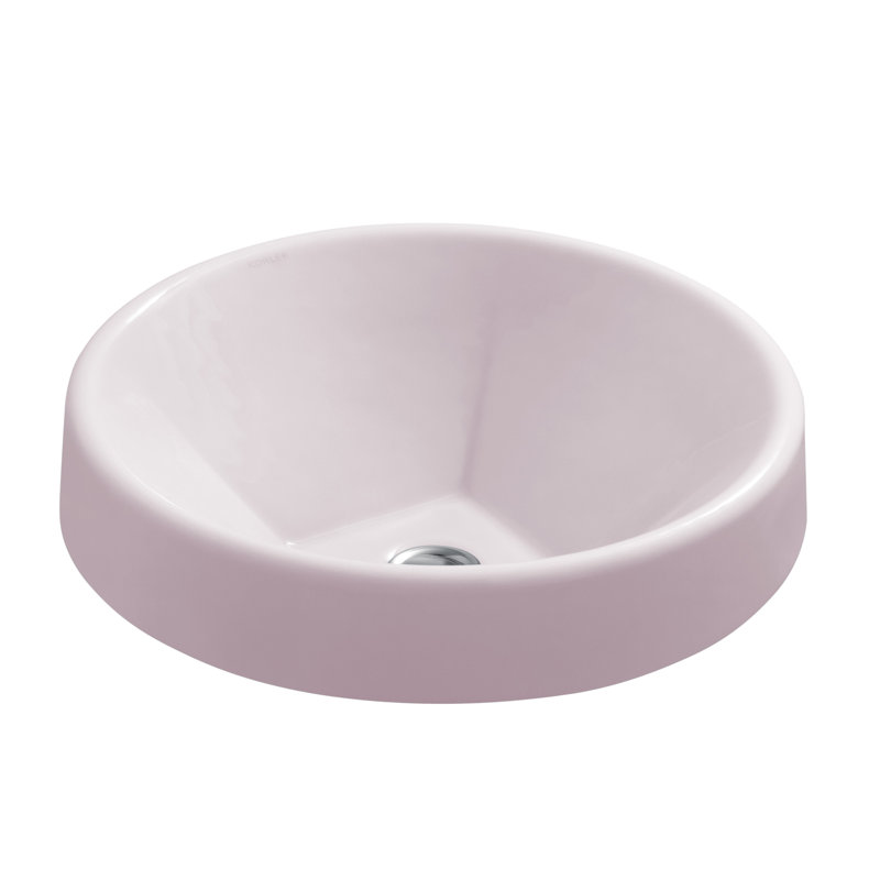 Inscribe Wading Pool Metal Circular Vessel Bathroom Sink, Vapour Pink