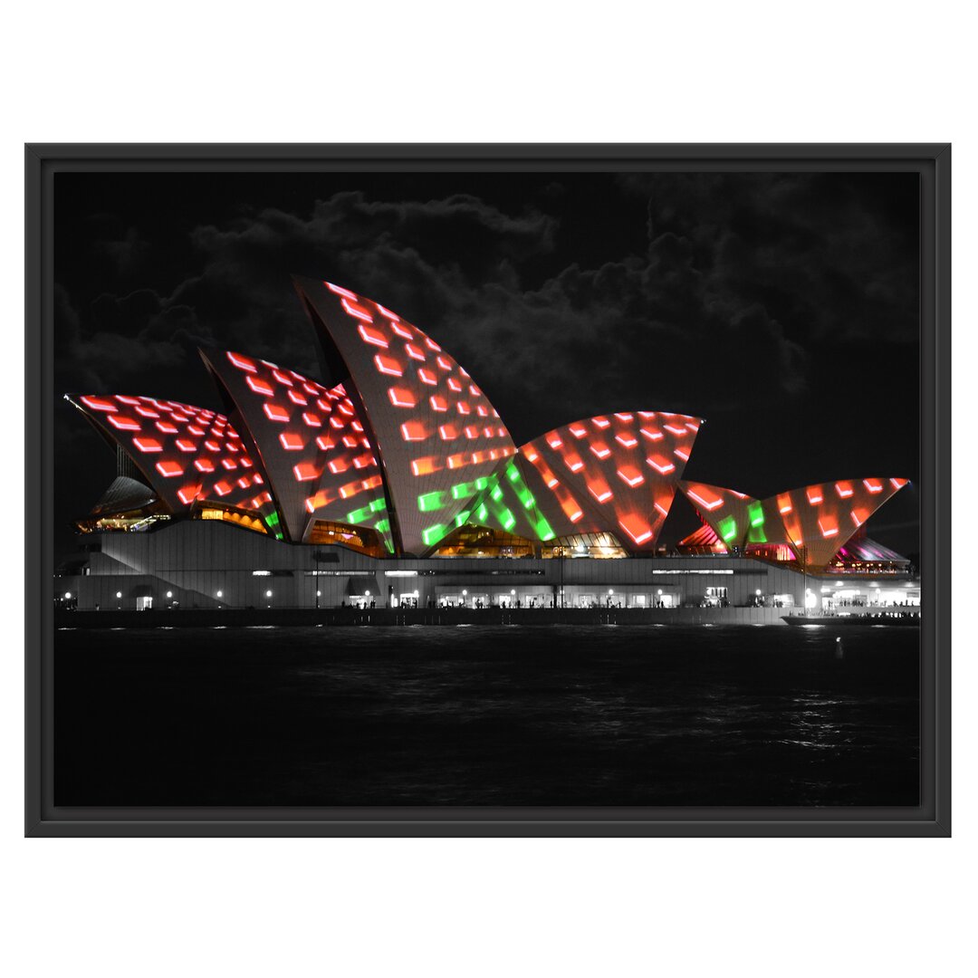 Gerahmtes Wandbild Sydney Opera House bei Nacht