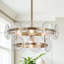 Lustre 4 lumières 18 po avec abat-jour en verre martelé transparent, finition laiton antique Aaron-876289217-885352157