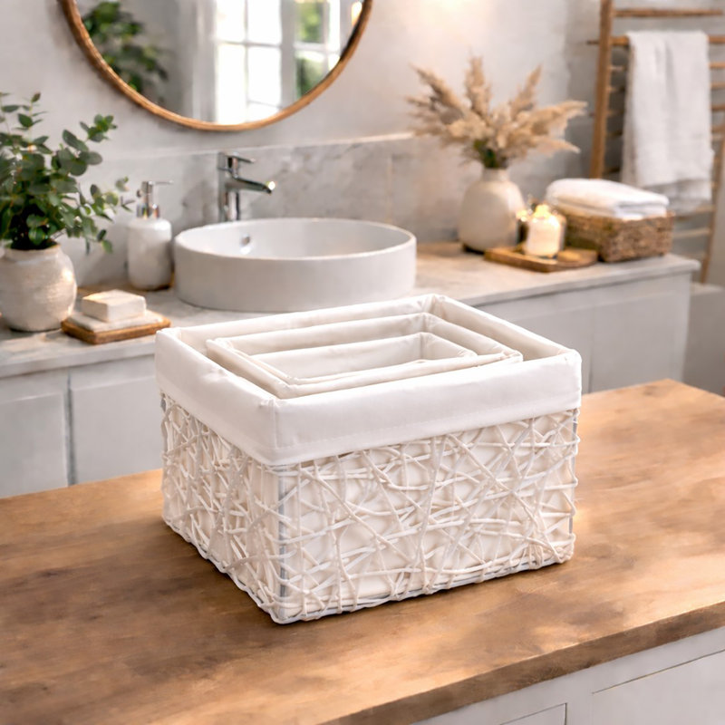 Ensemble de paniers de rangement 4 pièces, Blanc