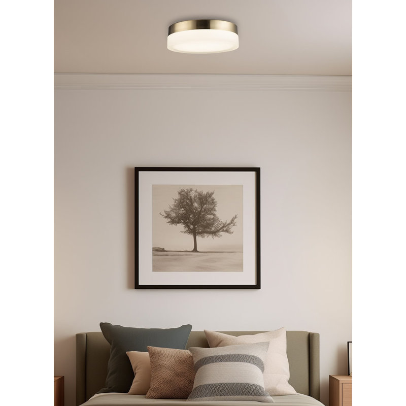Bahoque Glass LED Flush Mount, Cool Brass, 2.5" H x 8.75" W x 8.75" D