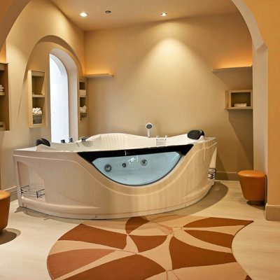 59" 2 Corner Bathtub With 6 Hydro Massage Jets, Led Lights, Adjust System, Ul Water Pump & Drainer, Ideal For Relaxation And Pain Relief Luxury 2 - Person Tub , Adjustment, Bringing A Spa Experience