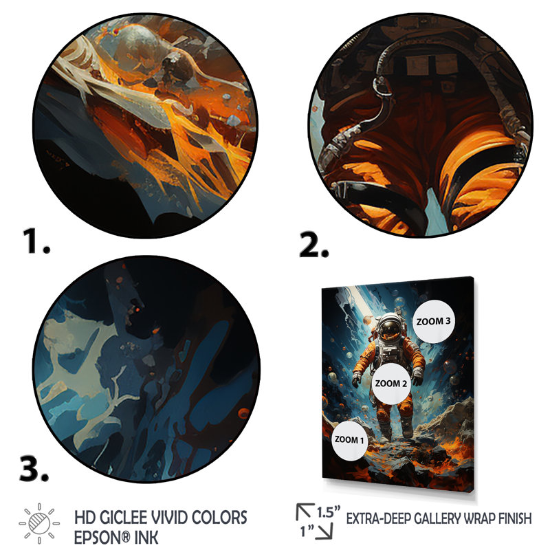«Moretaine Space Astronaut Resilience», reproduction sur toile, H 20 po x l 12 po x P 1 po, Cadre flottant noir