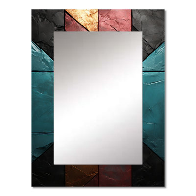 Blue and red Chevron tiles Elegance II - Tile Unique Wall Mirror, Modern Mirror, Printed Metal Art