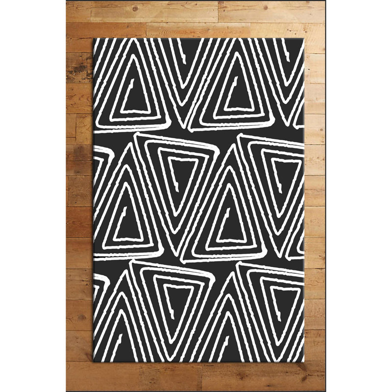 Tapis noir / blanc en jute tissé à la machine Oswayo, Rectangle 3 pi 3 po x 4 pi 11 po