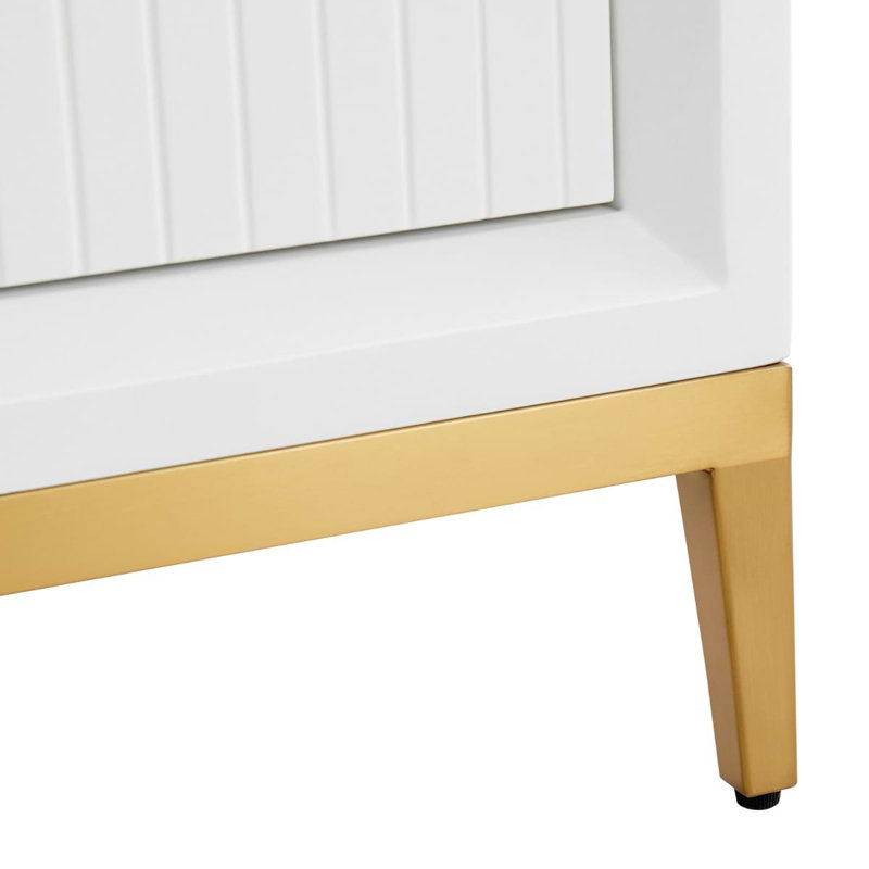 Bungalow 24" Freestanding Standard Single Bathroom Vanity with Top, White/Gold