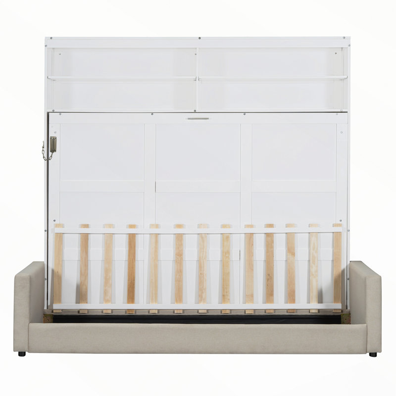 Lit escamotable Murphy avec canapé et mécanisme de pliage à double piston, Blanc