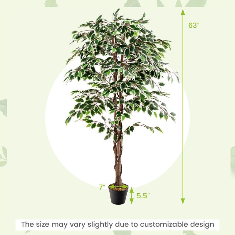 Faux arbre artificiel primrue avec tronc de bois naturel 1008 feuilles