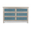 Commode tissée 6 tiroirs Ocean Isles - Bleu océan et ivoire vieilli