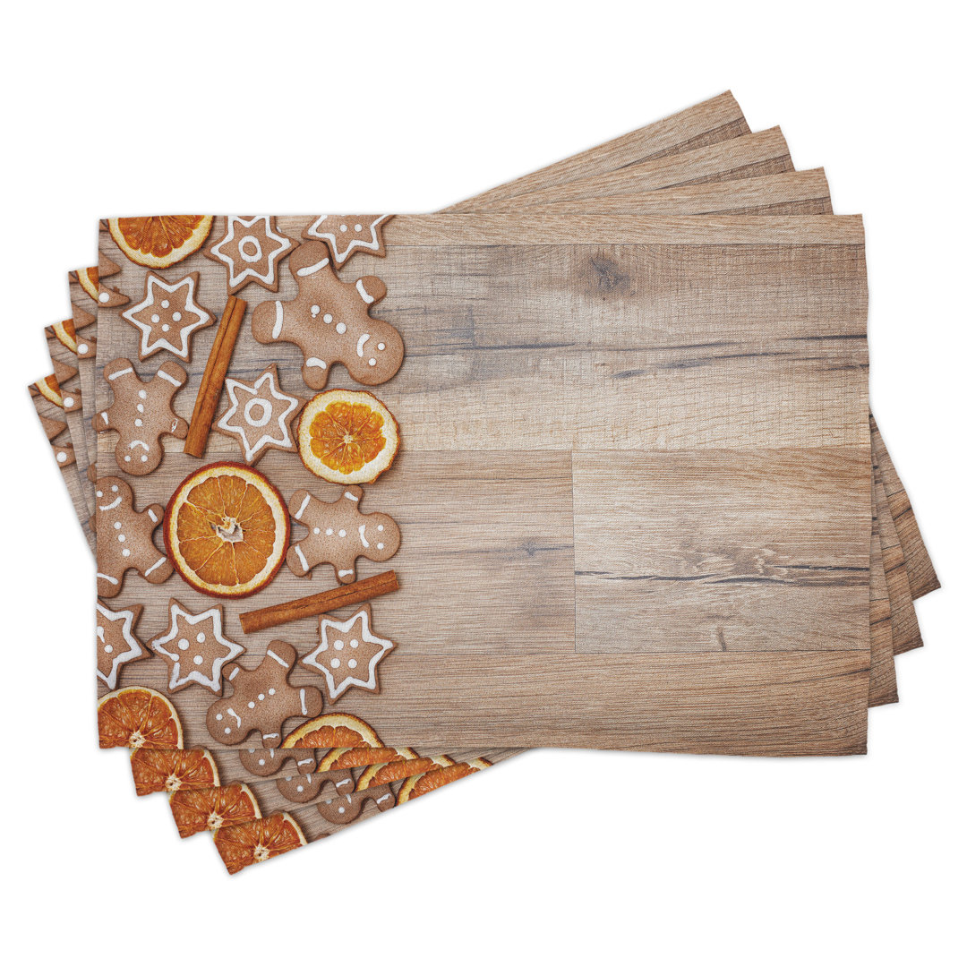 Platzdeckchen 4er Set, Aromatisch, Umber Orange Weiß