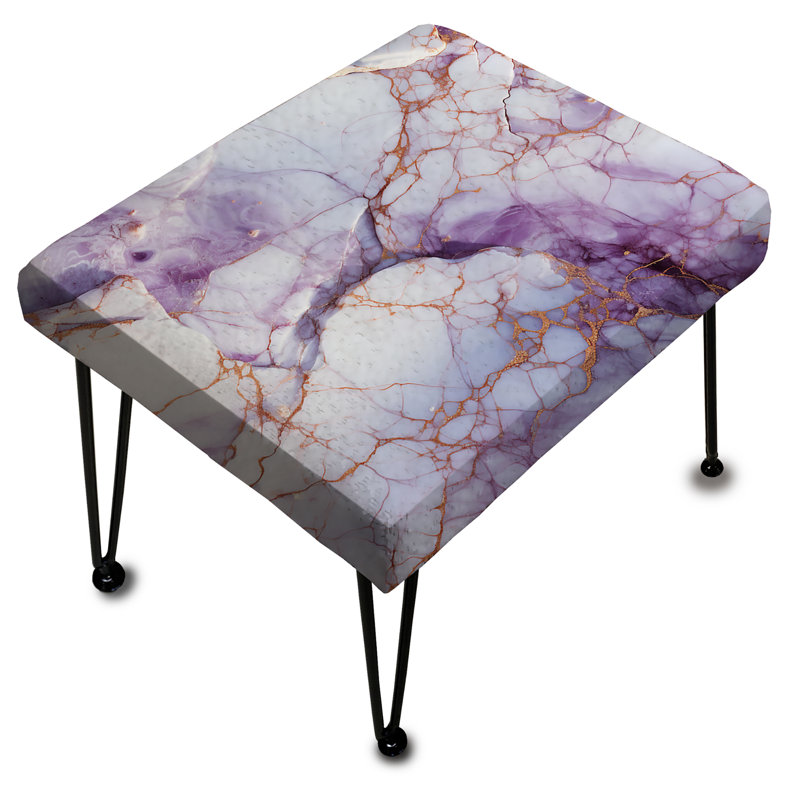 Crystal Vein Gold And Purple Marble Pattern - Marble Rectangle Ottoman