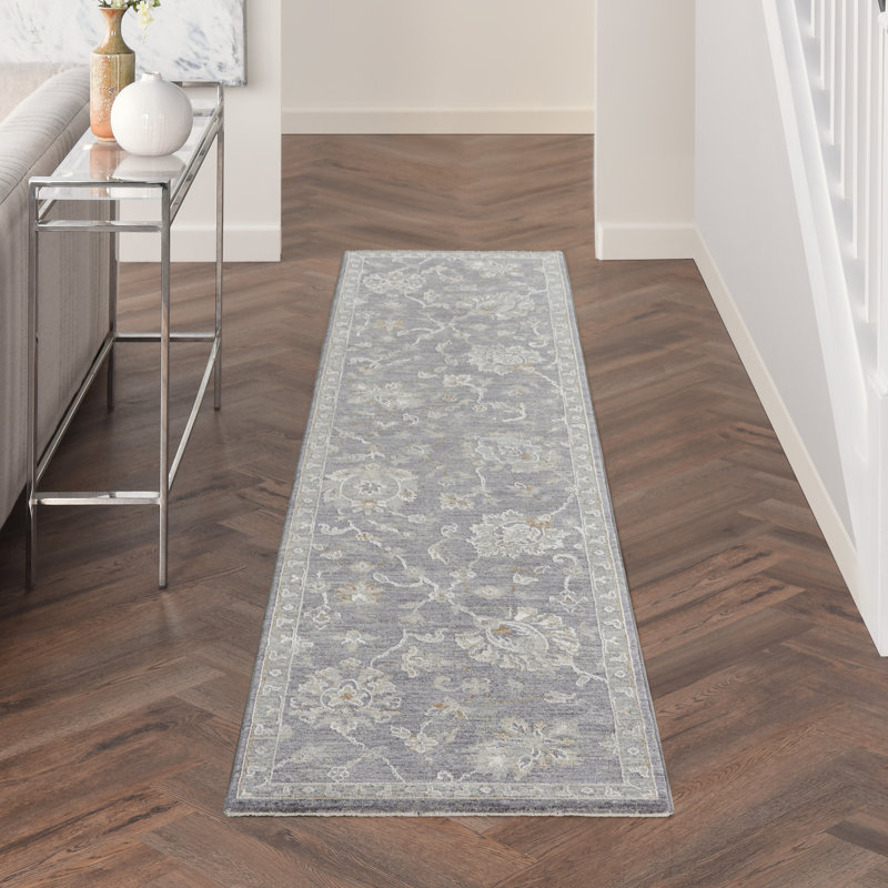 Tapis traditionnel noir Ryann, Tapis de couloir 2 pi 3 po x 10 pi 2 po