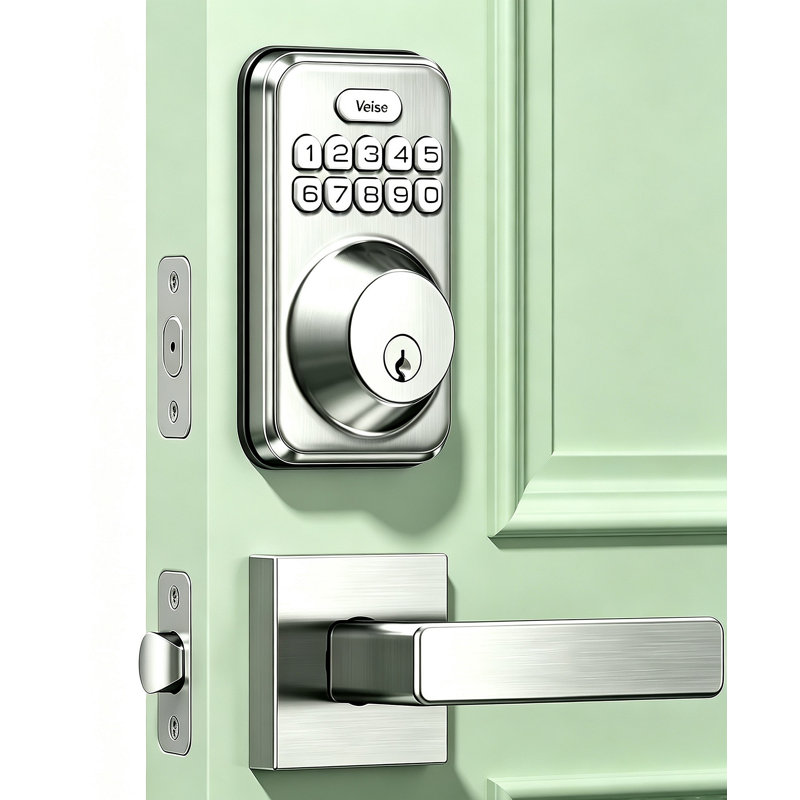 Keyless Entry Front Door Lock Set with Handle, Electronic Deadbolt Keypad Lock for Apartment, Rental, Bedroom, Airbnb, Easy Install
