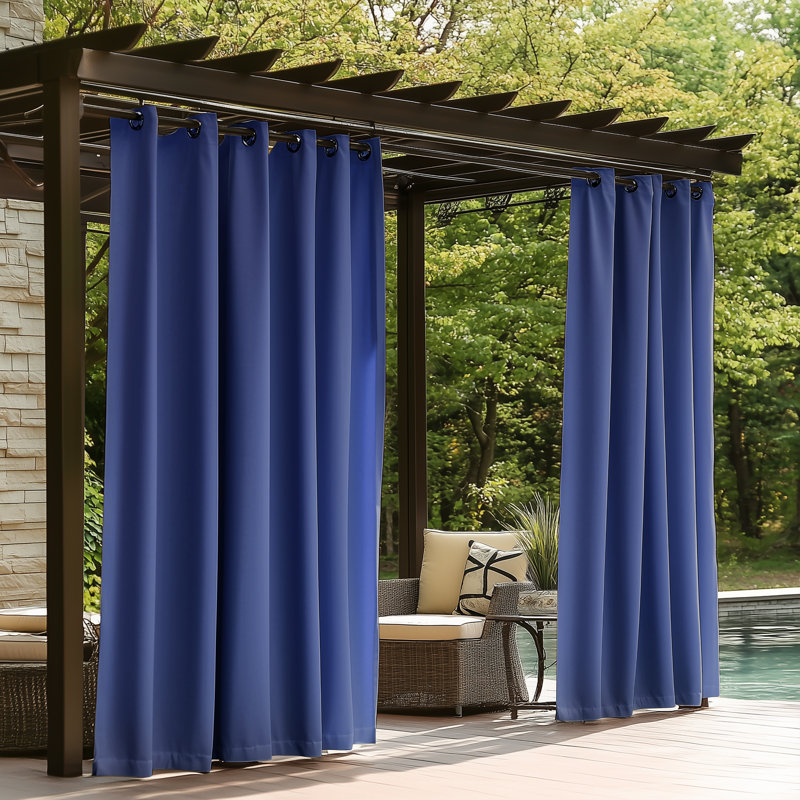 Waterproof Blackout Outdoor Curtains for Patio & Pergola – Premium Privacy & Weatherproof  - 1 Panel, 54" W x 95" L, Blue