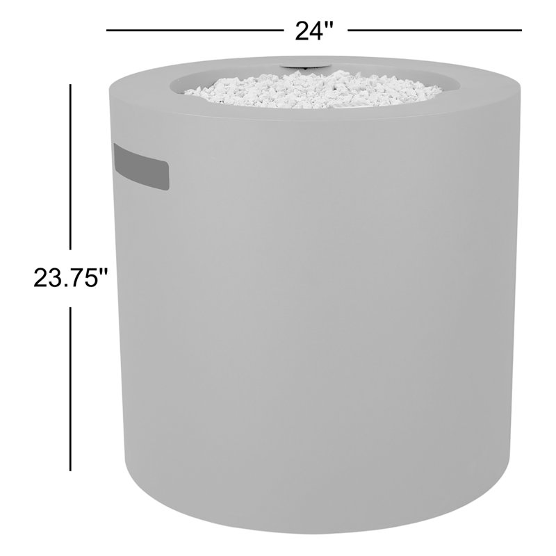 Aegean 24" Round Steel Propane Fire Pit Table with Hidden Tank Storage by Real Flame, Weathered Slate