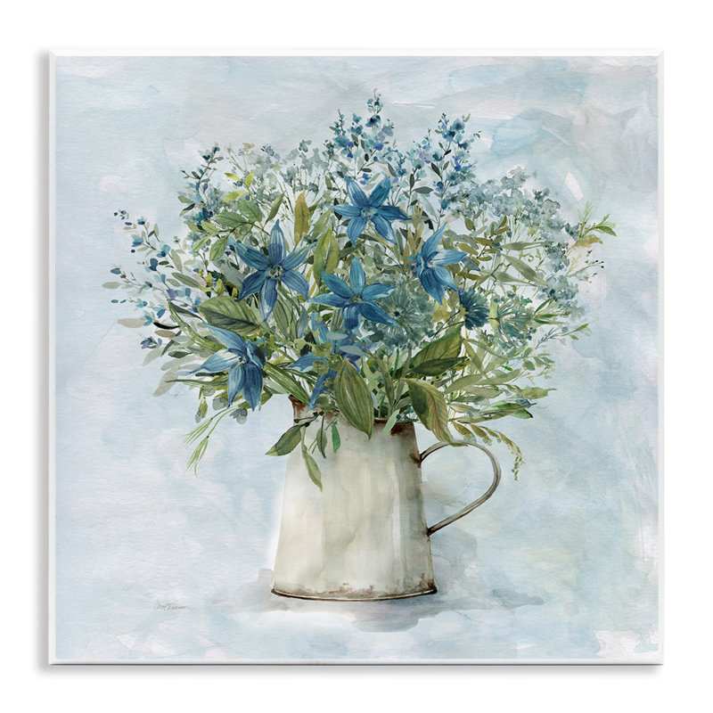 "Country Milk Tin Bouquet", art mural sur bois par Carol Robinson