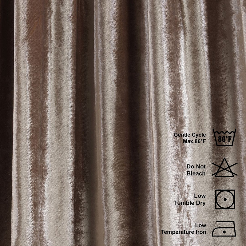 Velvet Semi-shee Single Curtain Panel, Rice, 248cm Width x 450cm Drop