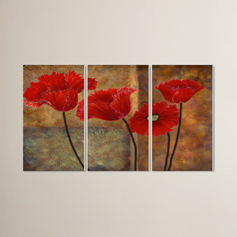 Ensemble de 3 plaques murales Ehme «Poppies on Spice Triptych»
