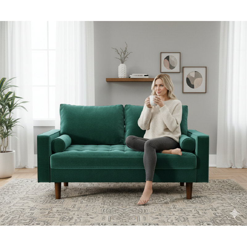 Geniece 57.8'' Velvet Loveseat, Green