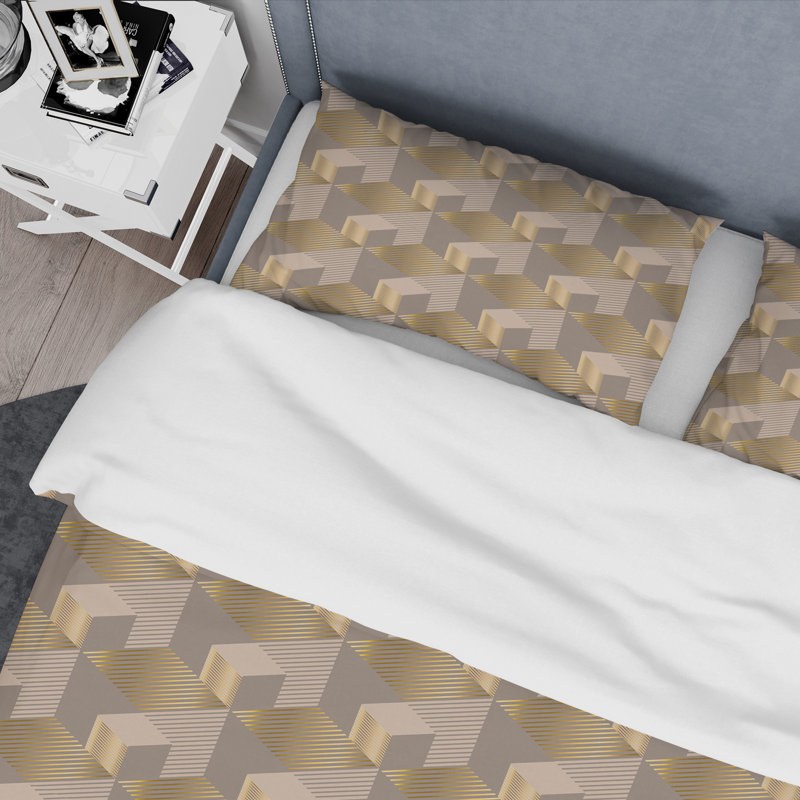 Ensemble de housse de couette retro-century retro square, Housse de couette double / grand et 2 taies décor