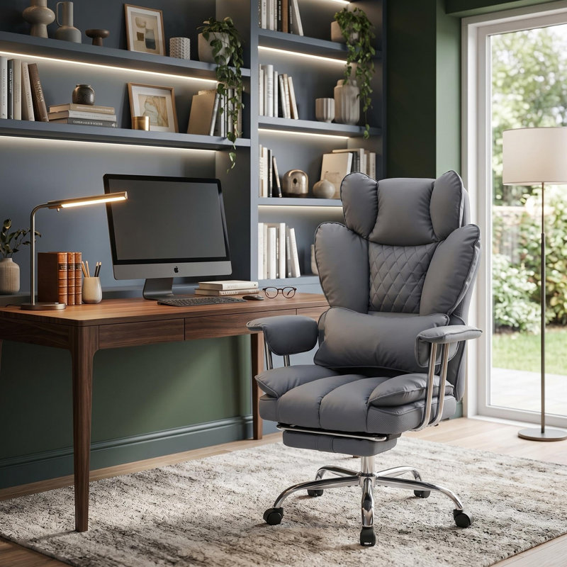 Fauteuil de bureau ergonomique grande taille – Supporte jusqu'à 159 kg, inclinable, dossier haut, coussin à ressorts ensachés