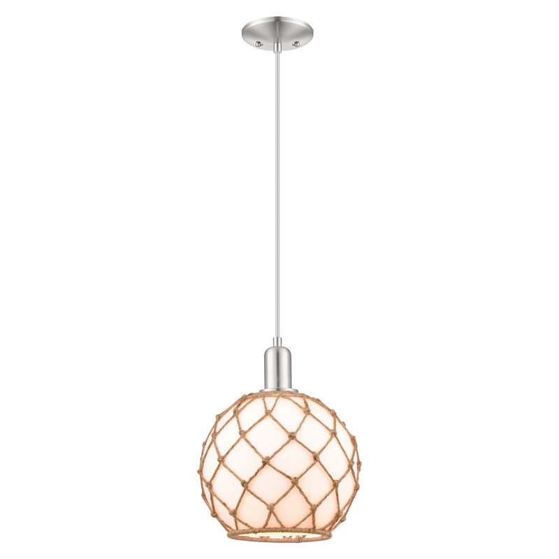 Arcadia - Ametra - Mini-luminaire suspendu à cordon 1 lumière 10 po, H 12,83 po x l 10 po x P 10 po, Nickel satiné brossé