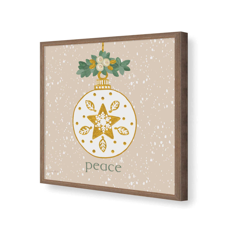 «Snowy Peace Ornament» par Annie Lapoint, reproduction d'art, L 36 x H 36, Brun, Impression encadrée