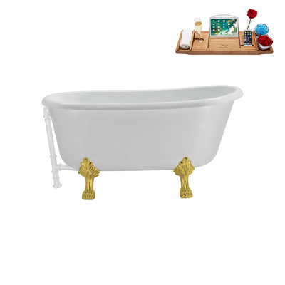 57.5'' x 29.5'' Freestanding Soaking Acrylic Bathtub
