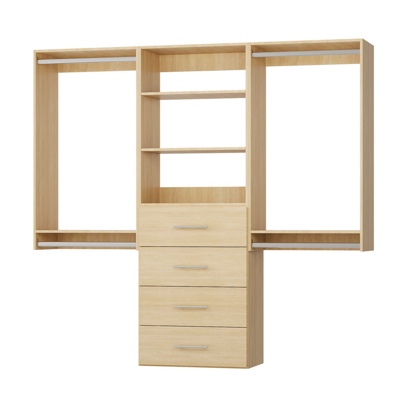 HOMEIBRO 96 in Wood Modular Closet System Unit-Customizable Wall Mounted Walk-In Closets for Bedroom or Walk-in Closet