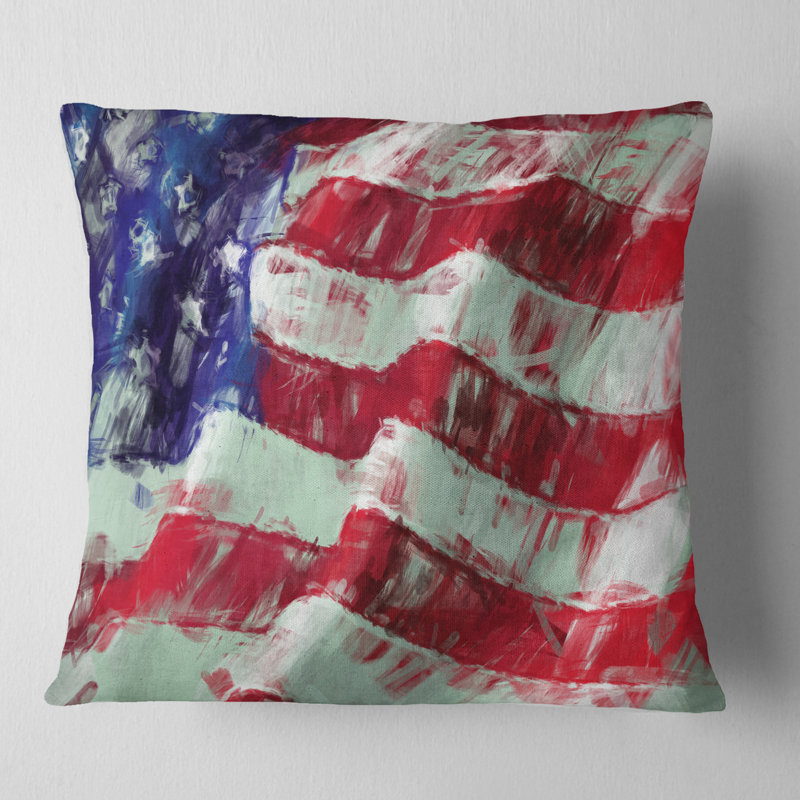 Drapeau des États-Unis, art abstrait - impression de cartes et de drapeaux, 18 po x 18 po, Carré