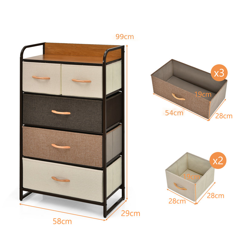 Shelford 58cm W 5 - Drawer Chest of Drawers