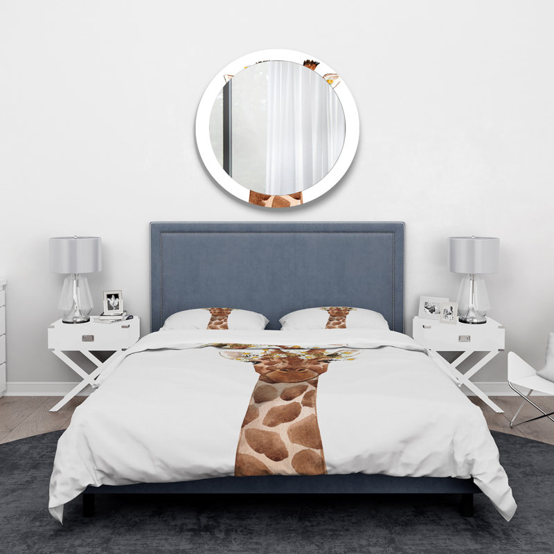 Portrait of a Giraffe - ensemble de housse de couette Farmhouse - microfibre de polyester