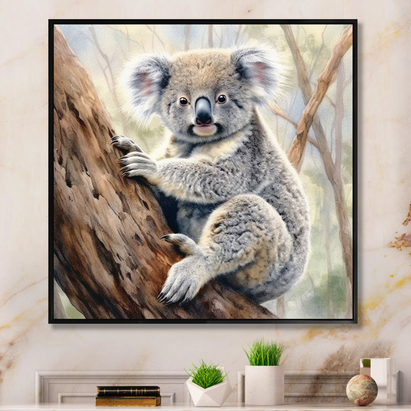 Koala Serenity II sur toile, Cadre flottant noir, H 16 po x l 16 po x P 1 po