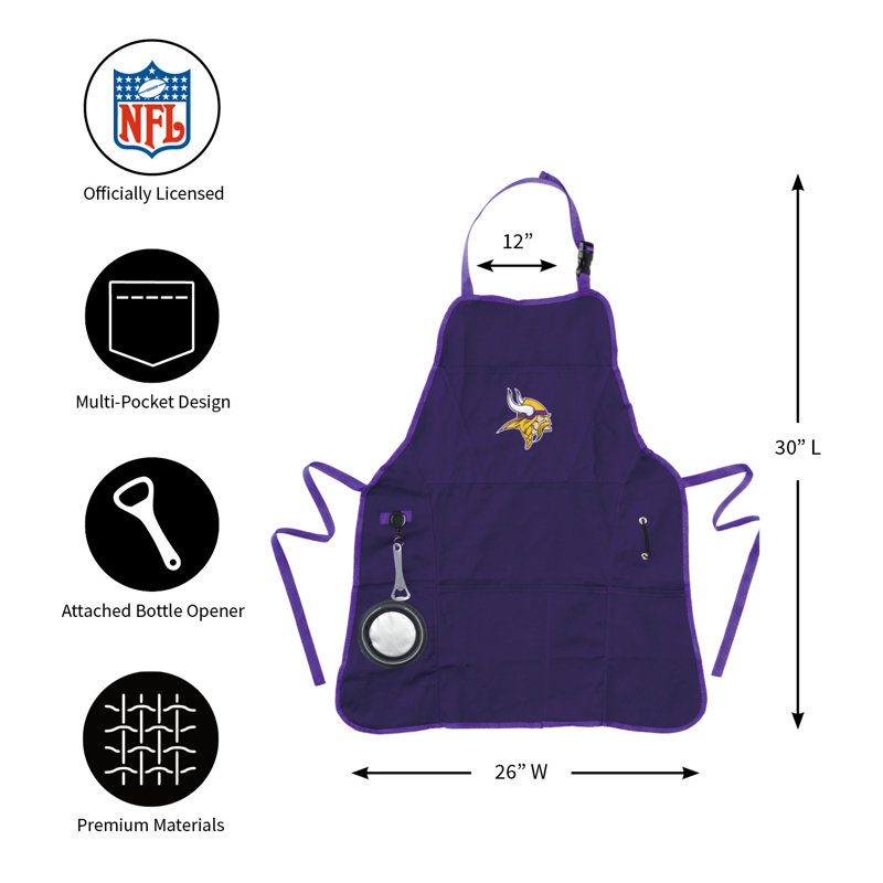 NFL Grill Apron with Bottle Opener and Towel Hook, Minnesota Vikings