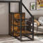 Lit mezzanine double avec bureau, garde-robe et escalier - structure en métal lourd, support de rangement, tablettes et station de charge