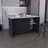 Kitchen Island with Large Top Surface, Double Door Cabinet, and Open Shelves Black / Ibiza Marble