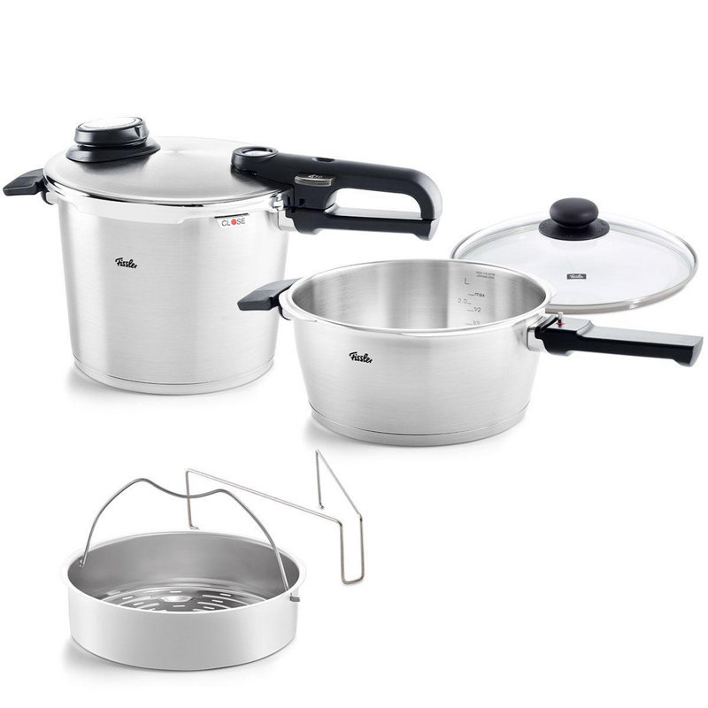 Vitavit Premium Pressure Cooker Set, 3.7 Quart and 6.3 Quart with Glass Lid