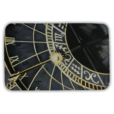 Astrologic clock Bath Mat with Non-Slip Backing - Quick Dry Memory Foam Bathroom Rug - Absorbent - Modern Plush Spa-Style - Machine Washable