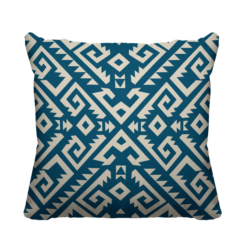 Coussin intérieur / extérieur Chitto Southwestern, L 19 po x H 19 po, Turquoise