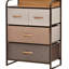 4 tiroirs en tissu et structure en acier pour le vestibule, 3 organisateurs de rangement avec plateau en bois scintillant et érable