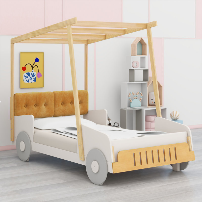  Lit de voiture avec coussin, toile de plafond, Lit simple