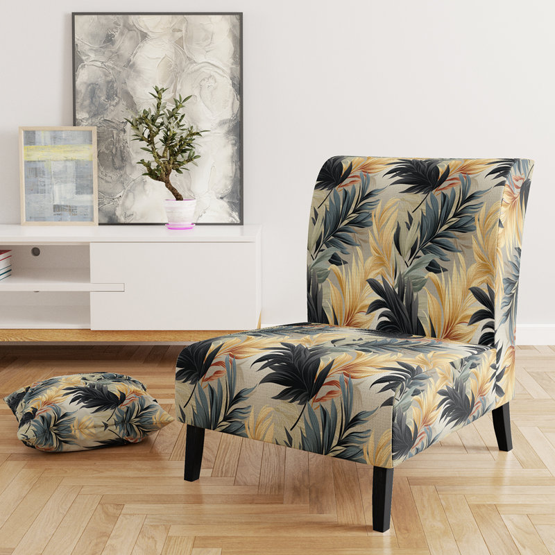Fauteuil de chambre rembourré C, Mirage d'un motif tropical monochrome III