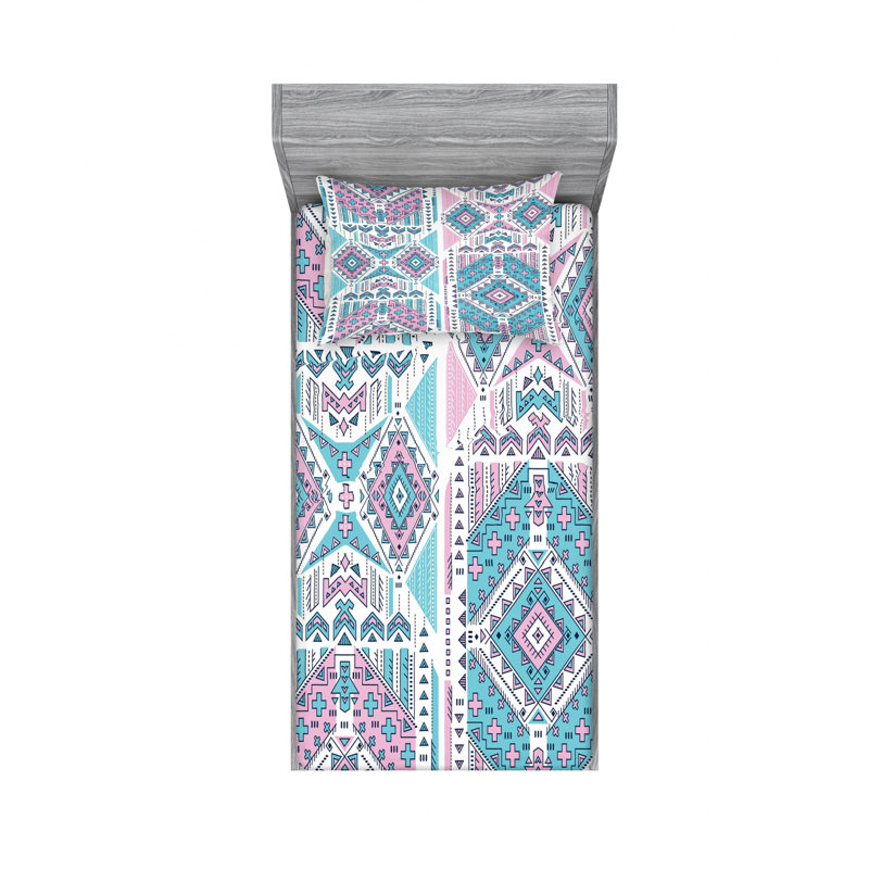 Microfiber Ikat Sheet Set, Twin Sheet Set with 1 Pillowcase