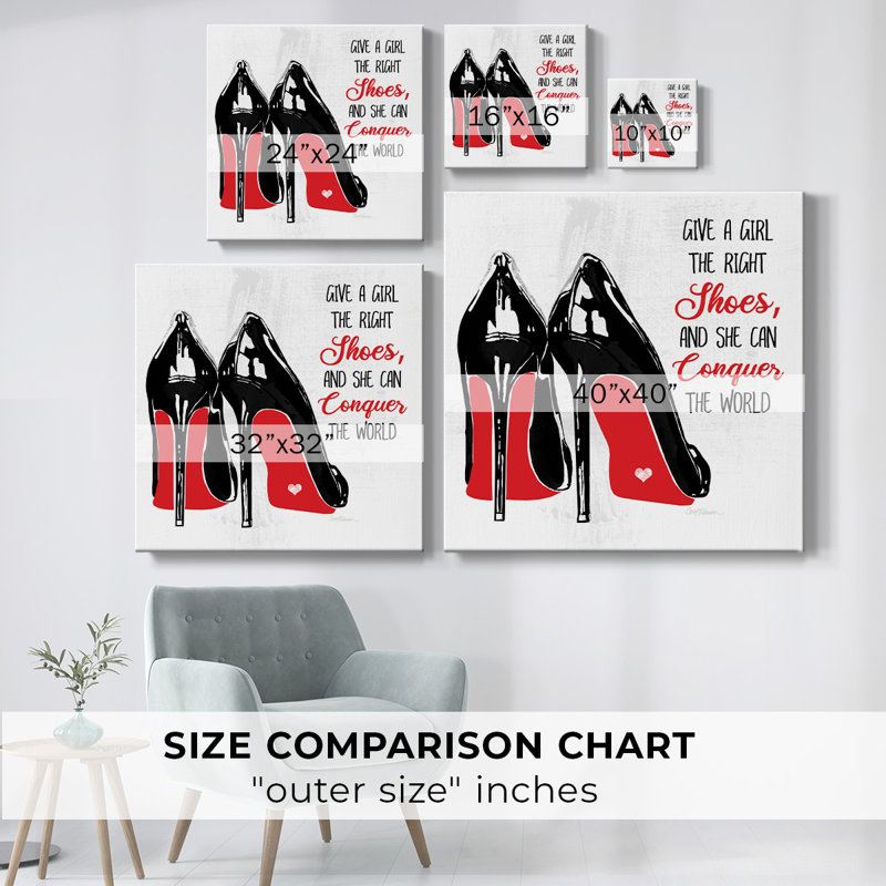 Les bonnes chaussures sur toile, H 40 po x l 40 po x P 1,5 po