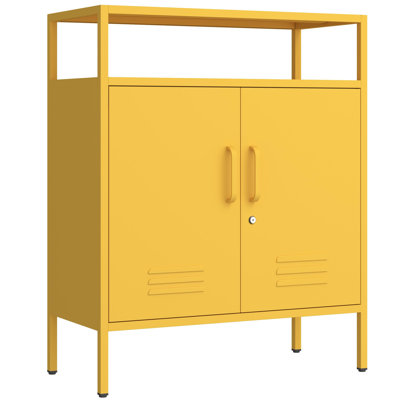 Multifunctional Lockable Storage Cabinet, 3-Tier Side Cabinet with Power Strip & USB Ports, Adjustable Shelf, for Living Room, Home, Office