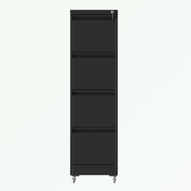metal frame File Cabinet with 4 Drawers and wheels, Black